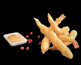 2. Krewetka w tempurze + sos ostry